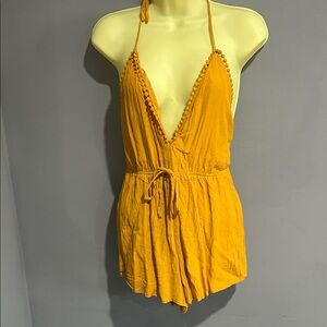Forever 21 Yellow Halter Jumpsuit
